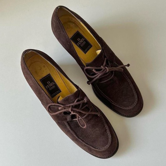 Vintage 80s Fendi Brown Suede Loafers - Picture 3 of 8